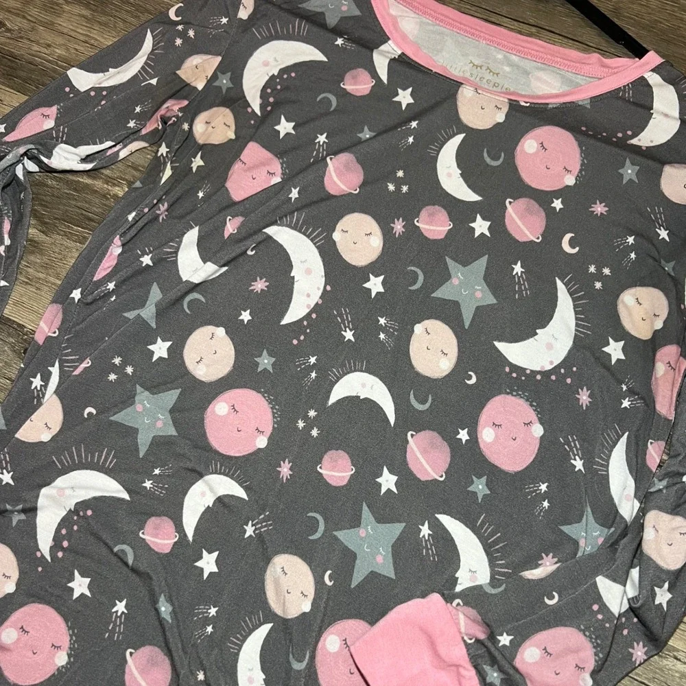 Little Sleepies Bamboo Pajama‎ Set Pink To The Moon Long Sleeve 2PC